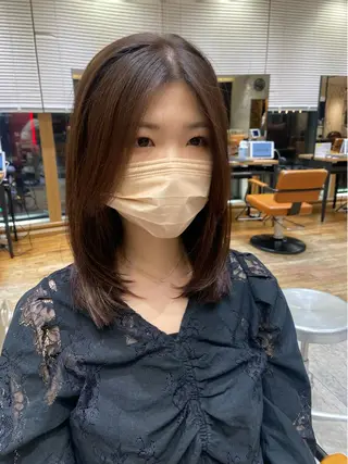 ミディアム カラー 顔周り/くびれヘア 韓国ヘア💕風間るなのヘアスタイル