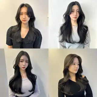 ロング 韓国ヘア特化 前髪クロスパーマのヘアスタイル