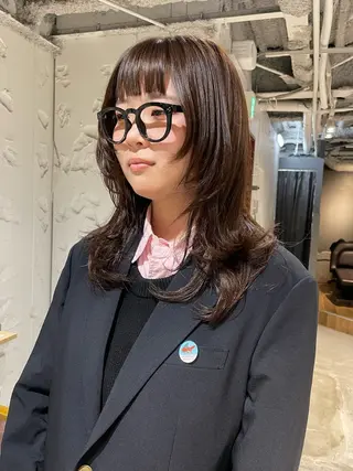 ミディアム カラー レイヤー×初 パーマ|hinakoのヘアスタイル