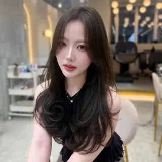セミロング カラー 新宿/韓国レイヤー 髪質改善カラー/角所のヘアスタイル