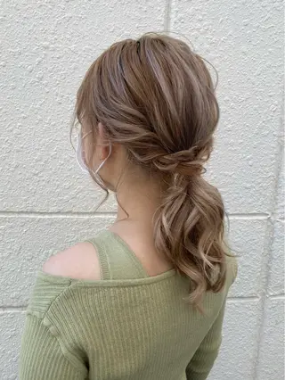 セミロング ヘアアレンジ Hair　space Rizm　green所属・sayumi 🍒のヘアスタイル