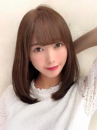 ミディアム カラー 🧡くびれヘア/前髪 顔周り🧡久原結衣のヘアスタイル