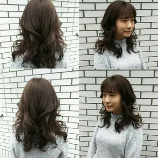 ロング カラー パーマ 藤森 希美のヘアスタイル