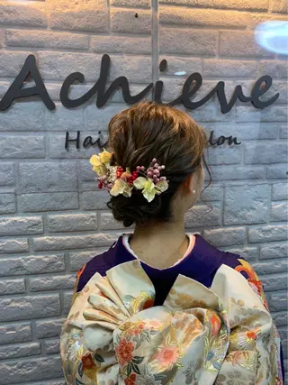 ミディアム ヘアアレンジ Achieve 三ノ宮のヘアスタイル