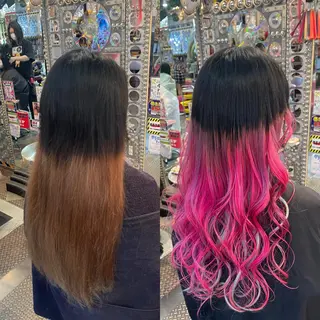 ロング カラー ヘアアレンジ haco+所属・🌈派手髪エクステ ブレイズ🌈ひろとのヘアスタイル