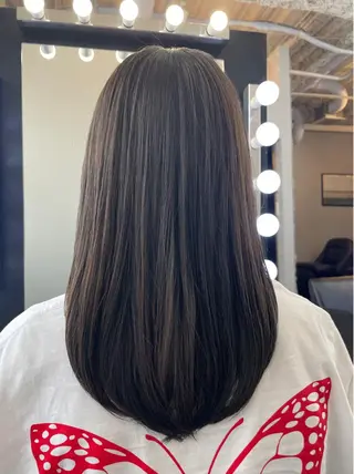 セミロング カラー ブリーチなし透明感 タケザワミキのヘアスタイル