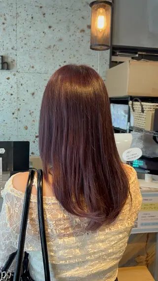 ミディアム lafith hair Glanz 桂所属・かじももな｜縮毛矯正 ｜透明感カラーのヘアスタイル