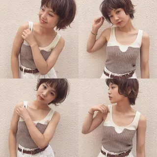 ショート カラー 透明感🎀LOREN エリコ🌈のヘアスタイル