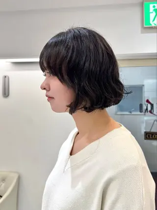 ショート パーマ ZENKO表参道店所属・デジタルパーマ 🌀ボブ　萩原　龍のヘアスタイル