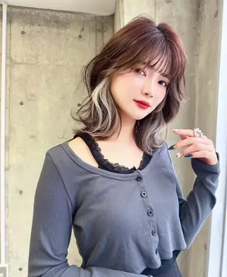 ミディアム カラー 水光艶カラー/ 艶ブリーチ/颯のヘアスタイル