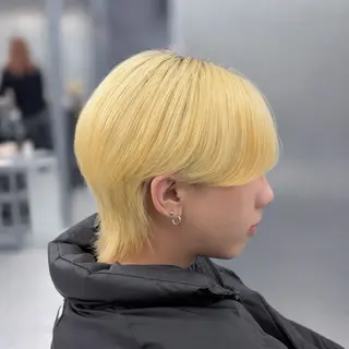 ミディアム カラー メンズ ʜᴀʀᴜᴋᴀ♱メンズ ウルフ/ブリーチのヘアスタイル