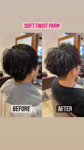 ショート パーマ ヘアアレンジ メンズ アイブロウ SALOWIN京都河原町Suite店所属・外国人風レイヤー/ ハイトーンSHUのヘアスタイル