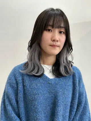 ミディアム カラー ヘアアレンジ 切りっぱなしボブ/ デザインカラー店長のヘアスタイル