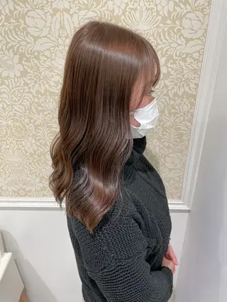 セミロング カラー 髪質改善カラー💎 オオネヨシナリのヘアスタイル