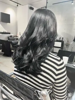 セミロング カラー パーマ ヘアアレンジ 透明感/オリーブ/ グレージュ/YUKAのヘアスタイル