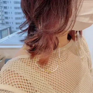 ミディアム カラー ヘアアレンジ なつき/艶ピンク/ girly hairのヘアスタイル