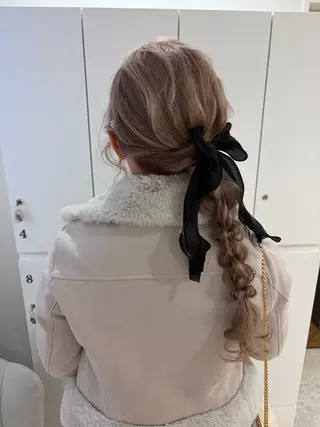 セミロング ヘアアレンジ ブリーチなしWカラー ヘアセット🎀はるかのヘアスタイル