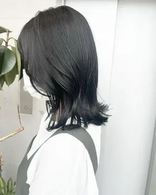 セミロング カラー パーマ ヘアアレンジ 透明感/オリーブ/ グレージュ/YUKAのヘアスタイル