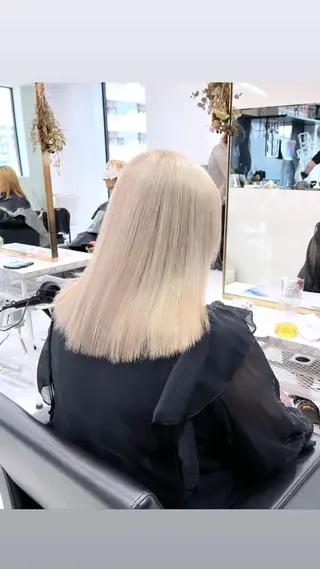 ミディアム カラー パーマ ヘアアレンジ メンズ キッズ ネイル マツエク・マツパ アイブロウ ハイトーン/ピンク 💗モモ໒꒱のヘアスタイル