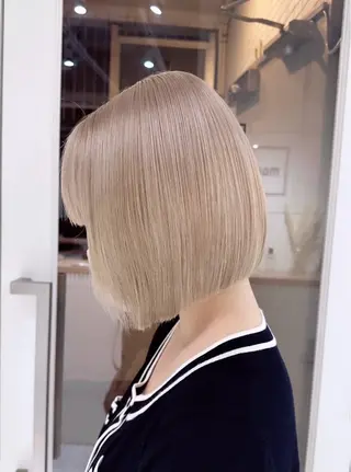 ミディアム カラー ブリーチ/ボブ ショート/はらのヘアスタイル