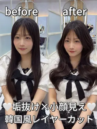 セミロング 顔周り/透明感カラー /韓国ヘア/TAKUのヘアスタイル