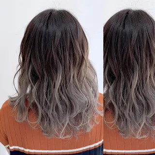 ミディアム カラー JuNブリーチに 縮毛矯正するプロのヘアスタイル