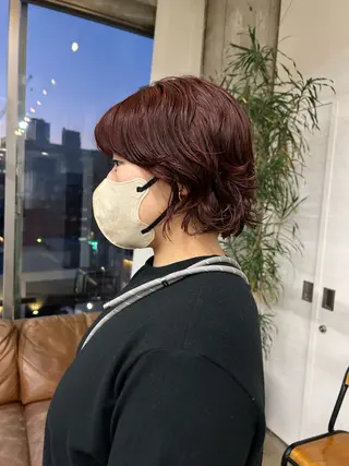 ミディアム カラー パーマ 小川真歩/パーマ /暖色オリーブのヘアスタイル