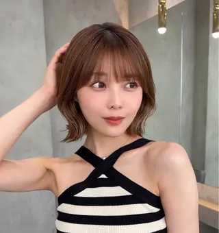 ショート カラー 莉乃/縮毛矯正/髪質 改善/艶カラーのヘアスタイル