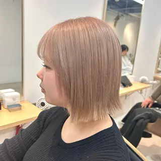 ミディアム カラー 韓国ボブ/レイヤー/ ハイトーン/まなみのヘアスタイル