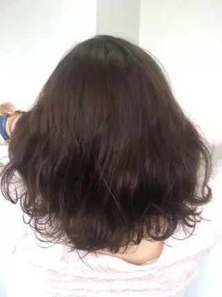 ミディアム ブリーチ毛縮毛矯正 👑山口のヘアスタイル