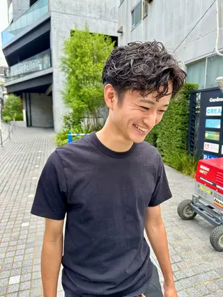 パーマ メンズ パーマ/透明感カラー /ボブ/吉田一生のヘアスタイル