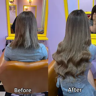 ロング シール＋ちび編み込み エクステ梅田🐨のヘアスタイル