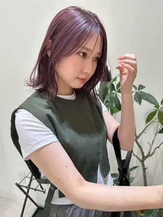 ミディアム カラー レイヤー/ボブ/ 顔周り/yukinaのヘアスタイル