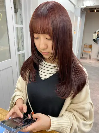 ミディアム カラー hair design verda所属・レイヤー暖色カラー 池袋Yamamotoのヘアスタイル