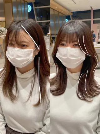 セミロング カラー パーマ 小野寺瑞希 /最小顔カットのヘアスタイル