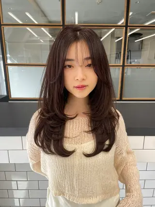 セミロング 💗韓国ヘア/透明感 💗若菜あいこのヘアスタイル