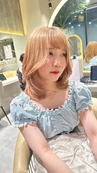 ミディアム カラー ダブルカラー 韓国レイヤーKYONのヘアスタイル