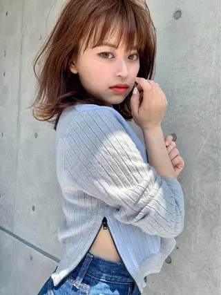 ミディアム カラー ヘアアレンジ salowin新宿East3階所属・艶美髪/髪質改善 /縮毛矯正/木元渓太のヘアスタイル