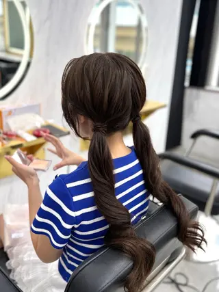 ロング ヘアアレンジ エクステ🩵ブリーチ 韓国ヘア🩵KAEのヘアスタイル