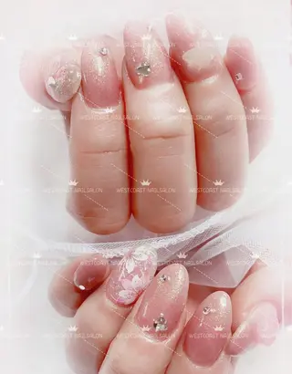 ネイル リボン、ガーリー パーツ放題専門店のネイルデザイン