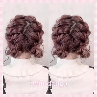 セミロング ヘアアレンジ 💗ガーリーヘア🎀 saki💗のヘアスタイル