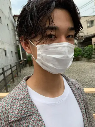 ショート カラー パーマ ヘアアレンジ メンズ パーマ/透明感カラー /ボブ/吉田一生のヘアスタイル