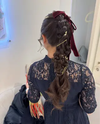 ロング カラー ヘアアレンジ はるか/ヘアアレンジ ブリーチなしカラー♡のヘアスタイル