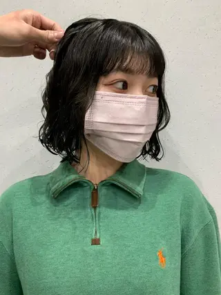 ミディアム パーマ ボブパーマコテ巻き風 パーマNo1深江秀平のヘアスタイル