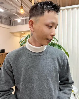 ショート カラー パーマ ヘアアレンジ メンズ 【池袋/スパイキー ショート】ⓝⓘⓜⓤのヘアスタイル