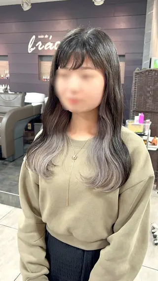 ロング カラー ヘアアレンジ インナー×縮毛矯正 ピンクカラー澤井里菜のヘアスタイル