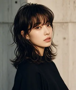 ミディアム ウルフカット 811 大阪梅田 ウルフのヘアスタイル