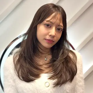 ロング カラー 山崎/ボブ縮毛矯正 レイヤー髪質改善のヘアスタイル