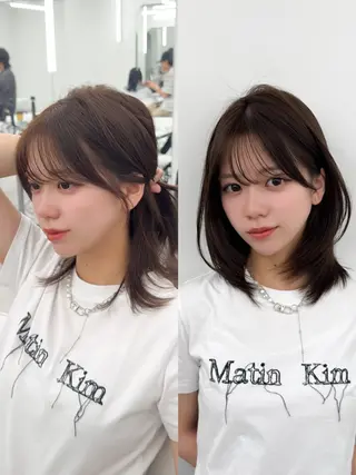 ミディアム カラー ヘアアレンジ 顔周り&ミディアム 特化/池袋/kokiのヘアスタイル