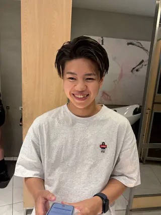 カラー パーマ メンズ ボブカット/ えのもとりきのヘアスタイル